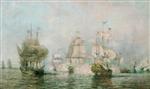Alexei Petrowitsch Bogoljubow  - Bilder Gemälde - The First Battle of the Russian Fleet