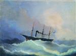 Alexei Petrowitsch Bogoljubow  - Bilder Gemälde - The Kamchatka Frigate