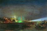 Alexei Petrowitsch Bogoljubow  - Bilder Gemälde - The Moscow Kremlin at Night