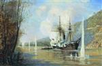 Alexei Petrowitsch Bogoljubow  - Bilder Gemälde - The Shutka Cutter Attacking a Turkish Ship