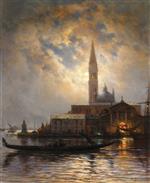 Alexei Petrowitsch Bogoljubow  - Bilder Gemälde - Venice by Moonlight 71%58