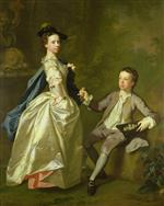 Allan Ramsay  - Bilder Gemälde - Rachel Hamilton and her brother