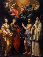 Guido Reni  - Bilder Gemälde - Krönung Mariä mit vier Heiligen