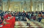Ilya Efimovich Repin - Bilder Gemälde - Alexander Puschkin bei der Abschlussprüfung im Lyzeum von Zarskoje Selo