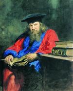 Ilya Efimovich Repin - Bilder Gemälde - Bildnis Dimitrij Mendelejew im Ornat eines Professors der Edinburgher Universität