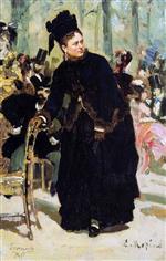 Ilya Efimovich Repin  - Bilder Gemälde - Dame auf Stuhllehne stützend