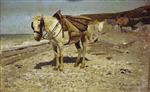 Ilya Efimovich Repin  - Bilder Gemälde - Pferd zum Steinefahren in Veules