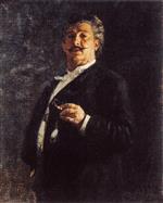 Ilya Efimovich Repin  - Bilder Gemälde - Portrait of painter and sculptor Mikhail Osipovich Mikeshin