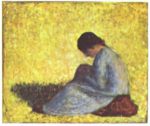 Georges Seurat - Peintures - Jeune paysanne assise dans l´herbe 