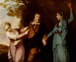 Joshua Reynolds  - Bilder Gemälde - David Garrick between Tragedy and Comedy