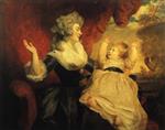 Joshua Reynolds  - Bilder Gemälde - Georgiana, Duchess of Devonshire with her infant daughter Lady Georgiana Cavendish