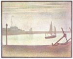 Georges Seurat - Bilder Gemälde - Ein Abend am Kanal von Gravelines