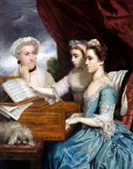 Joshua Reynolds  - Bilder Gemälde - Mrs James Paine and Misses Charlotte and Mary Paine