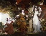 Joshua Reynolds  - Bilder Gemälde - Three Ladies Adorning a Term of Hymen