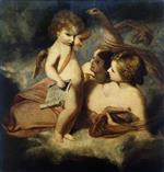 Joshua Reynolds  - Bilder Gemälde - Venus Chiding Cupid for Learning to Cast Accounts