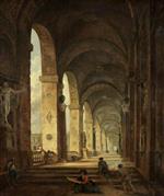Hubert Robert  - paintings - A Capriccio of Roman Architecture