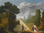 Hubert Robert - Bilder Gemälde - A Grand Staircase in a Park Setting