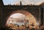 Hubert Robert  - paintings - A Port