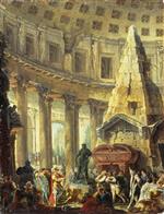 Hubert Robert - Bilder Gemälde - Alexander the Great visiting the Tomb of Achilles