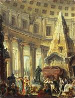 Hubert Robert  - paintings - Alexander the Great visiting the Tomb of Achilles