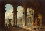 Hubert Robert  - paintings - Ancient Ruins Used as Public Baths