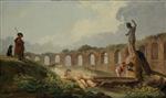 Hubert Robert  - paintings - Aqueduct in Ruins