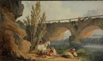 Hubert Robert  - paintings - Bridge over a Cascade