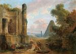 Hubert Robert  - paintings - Fountain of Minerva, Rome