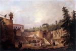 Hubert Robert - Bilder Gemälde - Fountain on a Palace Terrace