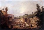 Hubert Robert  - paintings - Fountain on a Palace Terrace