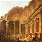 Hubert Robert  - Bilder Gemälde - Interior of the Temple of Diana at Nimes