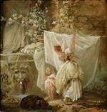 Hubert Robert  - Bilder Gemälde - Laundress and Child