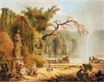 Hubert Robert  - Bilder Gemälde - Romantic garden scene