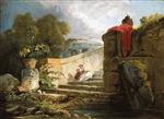 Hubert Robert  - Bilder Gemälde - Scene in the Grounds of the Villa Farnese, Rome