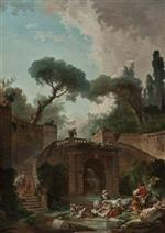 Hubert Robert  - Bilder Gemälde - Stairway of Farnese Palace Park