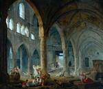 Hubert Robert  - Bilder Gemälde - The Dismantling of the Church of the Holy Innocents