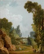 Hubert Robert  - Bilder Gemälde - The Rustic Bridge, Château de Méréville, France