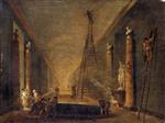 Hubert Robert  - Bilder Gemälde - View of the Grand Gallery of the Louvre During Restoration