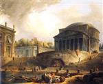 Hubert Robert  - Bilder Gemälde - Vue du Port de Ripetta, Rome