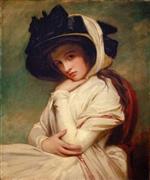 George Romney - Bilder Gemälde - Lady Hamilton, in a straw hat,