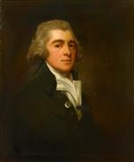 George Romney  - Bilder Gemälde - Portrait of a gentleman wearing a dark coat and white stock