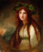 George Romney  - Bilder Gemälde - Portrait of Emma, Lady Hamilton, as a Bacchante
