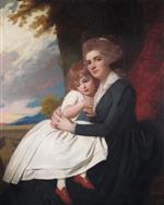 George Romney  - Bilder Gemälde - Portrait of Mrs Thomas Raikes with her daughter