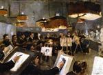 Theo van Rysselberghe  - Bilder Gemälde - Drawing Class at the Academy