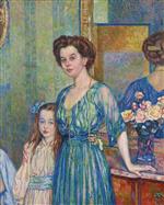 Theo van Rysselberghe  - Bilder Gemälde - Madame Von Bodenhausen avec son enfant Luli