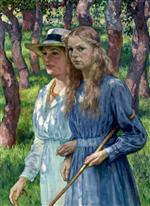 Theo van Rysselberghe  - Bilder Gemälde - Mrs. Schlumberger and her Daughter