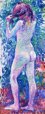 Theo van Rysselberghe  - Bilder Gemälde - Nude from Behind, Fixing Her Hair