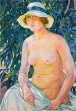 Theo van Rysselberghe  - Bilder Gemälde - Nude in a Panama Hat, Front