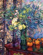 Theo van Rysselberghe  - Bilder Gemälde - Persimmons, Roses and Mimosas