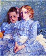 Theo van Rysselberghe  - Bilder Gemälde - Portrait of Helene and Michette Guinotte